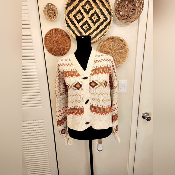 Soft And Cozy Cream V-Neck Button Up Knitted Sweater - Picture 2 of 10